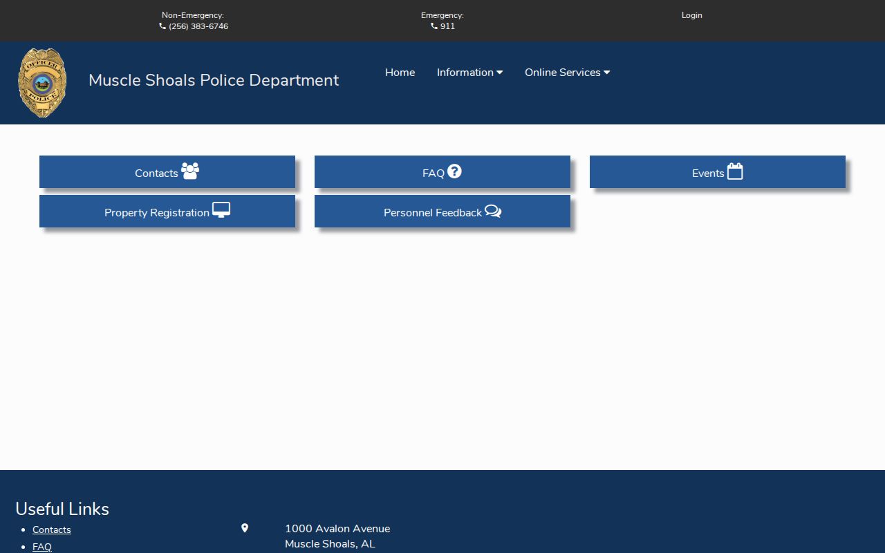 Muscle Shoals Citizen Connect public safety portal with press releases and alerts